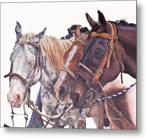 Horse Metal Print featuring the painting Bridle Gossip by JK Dooley