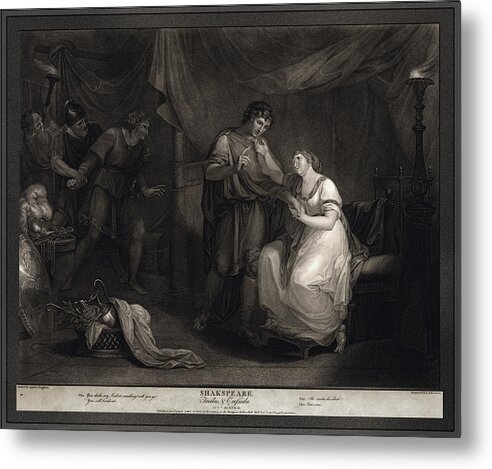 A Scene From Troilus And Cressid Metal Print featuring the painting A Scene from Troilus and Cressid by Angelika Kauffmann and engraver Luigi Schiavonetti by Rolando Burbon