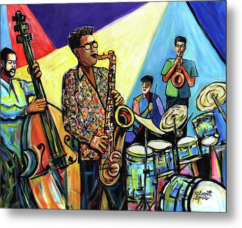 Abstract Art Metal Print featuring the painting Jazz at Timucua with Jeff Rupert Quartet by Everett Spruill
