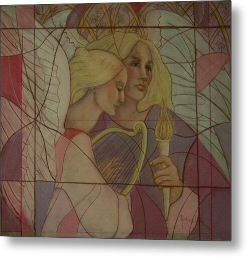 Spiritual Arcangels Metal Print featuring the painting Archangel And Faith by Pamela Mccabe