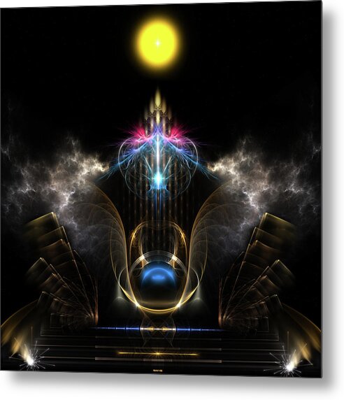 Blue Pearl Metal Print featuring the digital art Blue Pearl And The Treasure Of Light Fractal Art by Rolando Burbon