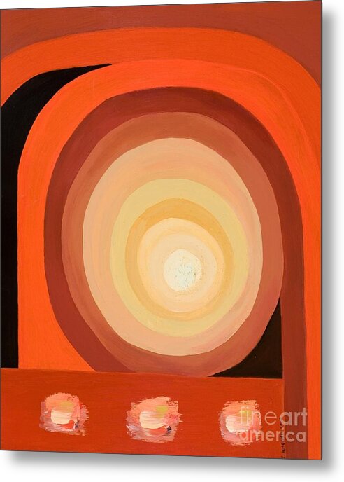 Abstract Metal Print featuring the painting Abstract Sun by Ida Mitchell