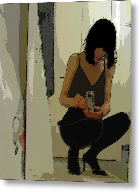 Woman Girl Female Digital Photography Art Impressionism Impressionist Peggy Cooper Kinky Cooperhouse Metal Print featuring the digital art Kinky Photographer by Peggy Cooper-Hendon