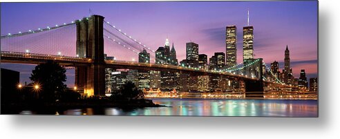 Photography Metal Print featuring the photograph Brooklyn Bridge New York Ny Usa #1 by Panoramic Images