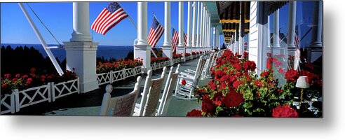 Photography Metal Print featuring the photograph Porch Of The Grand Hotel, Mackinac #1 by Panoramic Images