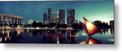 Architecture Metal Print featuring the photograph Los Angeles at night #24 by Songquan Deng
