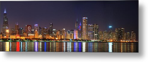 Photography Metal Print featuring the photograph Chicago Skyline With Cubs World Series #8 by Panoramic Images
