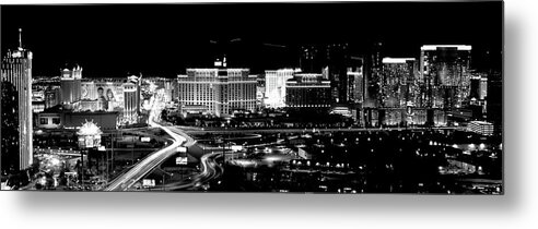 Photography Metal Print featuring the photograph City Lit Up At Night, Las Vegas #8 by Panoramic Images