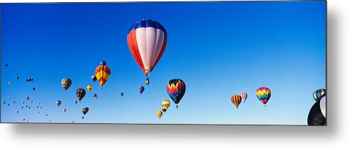 Photography Metal Print featuring the photograph Balloons Floating In Blue Sky by Panoramic Images