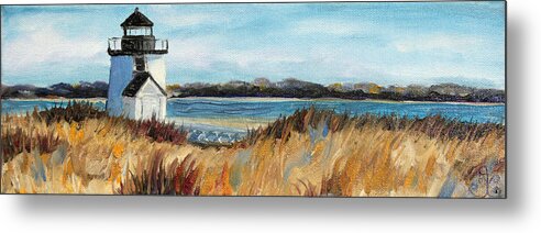 Water Metal Print featuring the painting Brant Point Light by Trina Teele