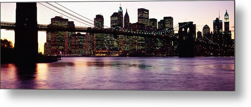 Photography Metal Print featuring the photograph Bridge Across A River, Brooklyn Bridge by Panoramic Images