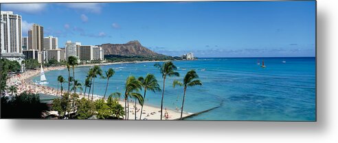 Photography Metal Print featuring the photograph Buildings On The Beach, Waikiki Beach by Panoramic Images