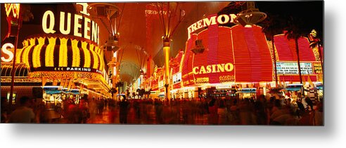 Photography Metal Print featuring the photograph Casino Lit Up At Night, Fremont Street by Panoramic Images