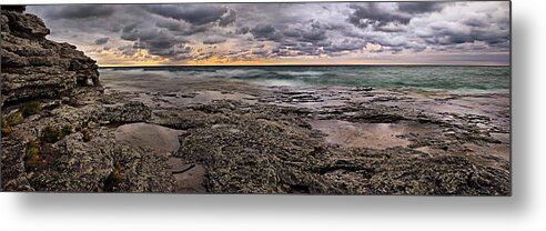 Lake Michigan Metal Print featuring the photograph Cave Point Expanse by Leda Robertson