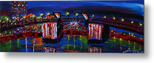  Metal Print featuring the painting City Light Over Morrison Bridge 7 by James Dunbar