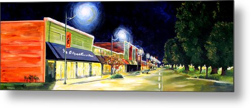 Cleveland Mississippi Metal Print featuring the painting Cleveland Mississippi at Night by Karl Wagner
