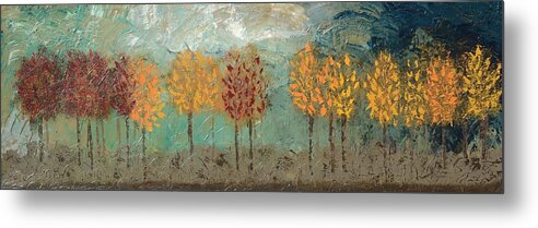 Fall Trees Metal Print featuring the painting Colorful Trees by Linda Bailey