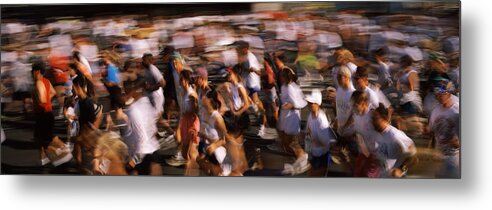 Photography Metal Print featuring the photograph Crowd Participating In A Marathon Race by Panoramic Images