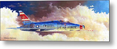 Aviation Metal Print featuring the painting F-100D Super Sabre by Douglas Castleman