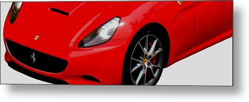 Ferrari Sports Car Italian Super Fast Red Automobile Import Metal Print featuring the photograph Ferrari by Culture Cruxxx