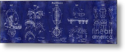 Football Patent Metal Print featuring the photograph Football Patent history Blue by Jon Neidert