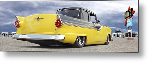 1955 Ford Metal Print featuring the photograph Ford Lowrider at Roys by Mike McGlothlen