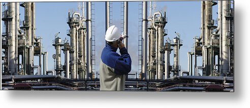 Workers Metal Print featuring the photograph Giant Oil Refinery by Christian Lagereek