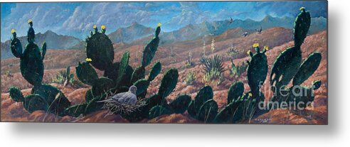 Desert Metal Print featuring the painting Mourning Dove Desert Sands by Robert Corsetti