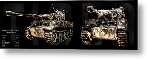Panzer Vi Metal Print featuring the photograph Panzer Tiger I Front and Side BK BG by Weston Westmoreland