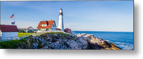 Portland Head Light House Metal Print featuring the photograph Portland Head Light House Cape Elizabeth Maine by Robert Bellomy