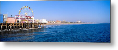 Photography Metal Print featuring the photograph Santa Monica Pier With Ferris Wheel by Panoramic Images