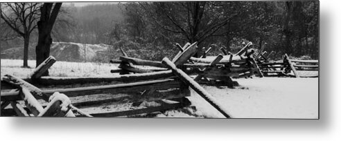 Fence Metal Print featuring the photograph Snowy fence by Michael Porchik