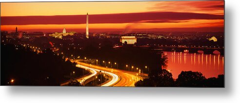 Photography Metal Print featuring the photograph Sunset, Aerial, Washington Dc, District by Panoramic Images