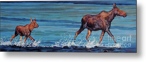 Moose Metal Print featuring the painting Two Step II by Patricia A Griffin
