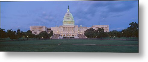Photography Metal Print featuring the photograph Us Capitol Building At Dusk, Washington by Panoramic Images