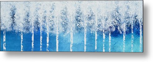White Trees Metal Print featuring the painting Wintry Mix by Linda Bailey