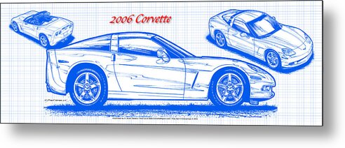 2006 Corvette Metal Print featuring the digital art 2006 Corvette Blueprint Series #1 by K Scott Teeters
