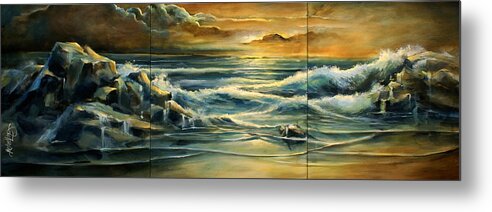 Seascape Metal Print featuring the painting 'A peaceful moment' by Michael Lang