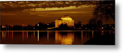 America Metal Print featuring the Jefferson Memorial - Panoramic by Dave Hahn