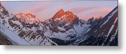 14ers Metal Print featuring the photograph Crestone Sunrise Panorama by Aaron Spong