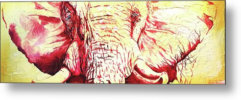 Elephant Red And Cream Metal Print featuring the painting It was All a Dream by Femme Blaicasso