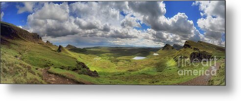 Quiraing Metal Print featuring the photograph Quiraing and Trotternish - Panorama by Maria Gaellman