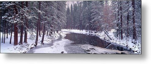 Photography Metal Print featuring the photograph Snowy Merced River In Yosemite #1 by Panoramic Images
