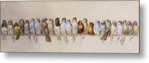 Hector Giacomelli (french Metal Print featuring the painting A Perch of Birds by Hector Giacomelli