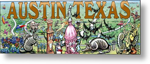 Austin Metal Print featuring the digital art Austin Texas Fun Art by Kevin Middleton