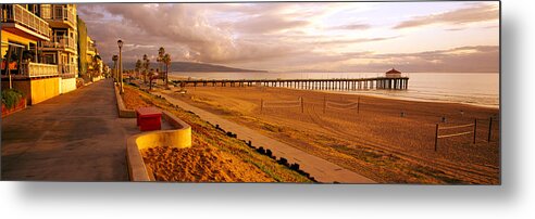 Photography Metal Print featuring the photograph Beach At Dusk, Manhattan Beach, Los by Panoramic Images