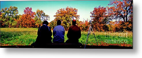 Bird Metal Print featuring the photograph Bird Watchers Bench fall crabtree nature center cook county il by Tom Jelen