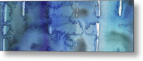 Blue Metal Print featuring the painting Blue Abstract Cool Waters III by Irina Sztukowski