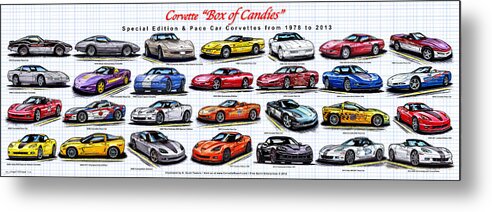 Pace Car Corvette Metal Print featuring the digital art Corvette Box of Candies - Special Edition and Indy 500 Pace Car Corvettes by K Scott Teeters