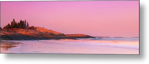 Sheepscot River Metal Print featuring the photograph Maine Sheepscot River Bay with Cuckolds Lighthouse Sunset Panorama by Ranjay Mitra